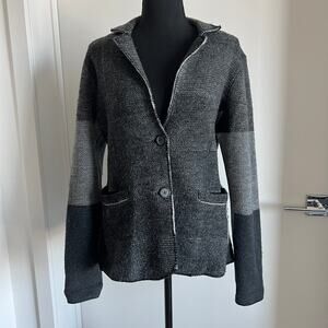 Jigsaw Wool Blazer UK Womens Large Gray FLAW